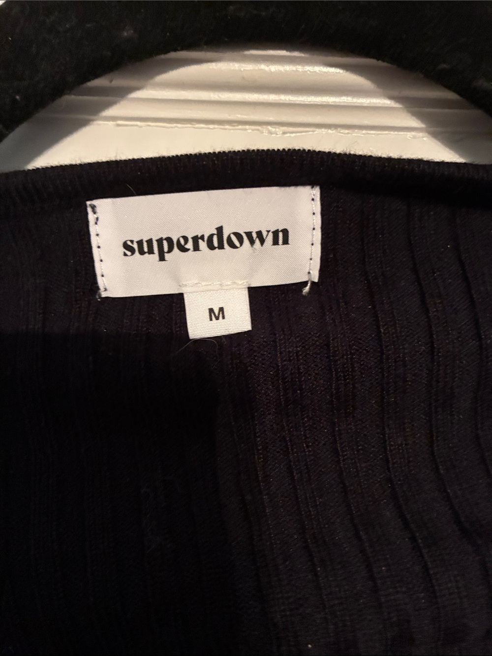superdown Black Ribbed Long-Sleeve Crop Top with Front Cutout - Picture 6 of 6